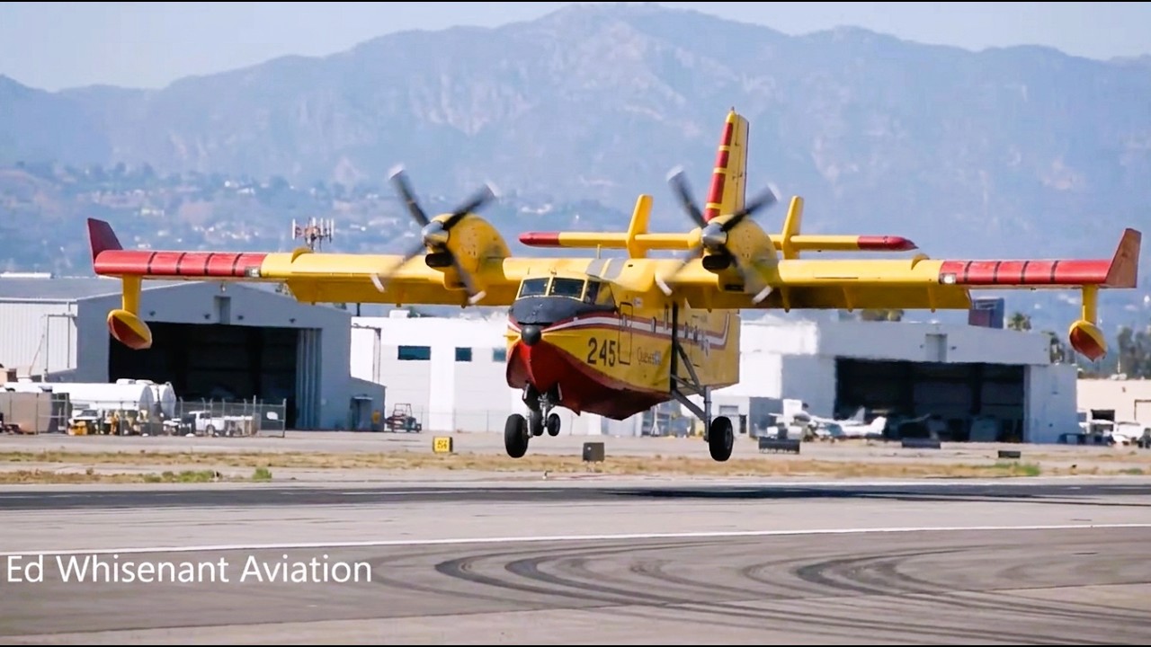 Quebec CL-415 Super Scoopers Arriving at Van Nuys Airport Southern California L.A. County&rsquo;s Wildfire
