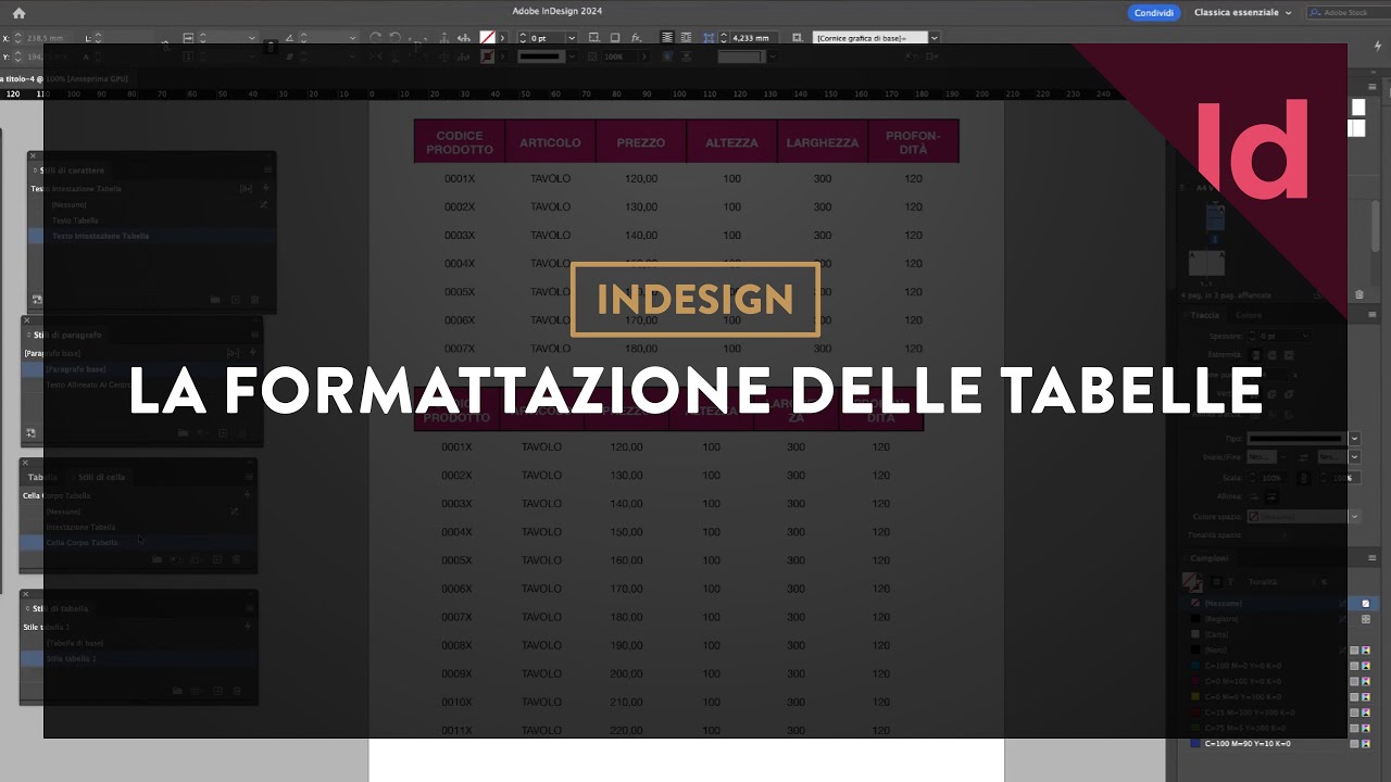 Formattazione Delle Tabelle Con Indesign