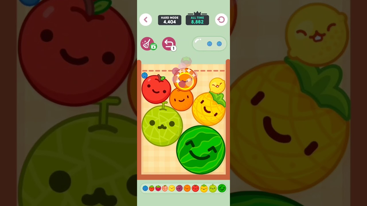 2 watermelons FRUIT MERGE GAME #shorts #offlinegames #fruitmerge #7