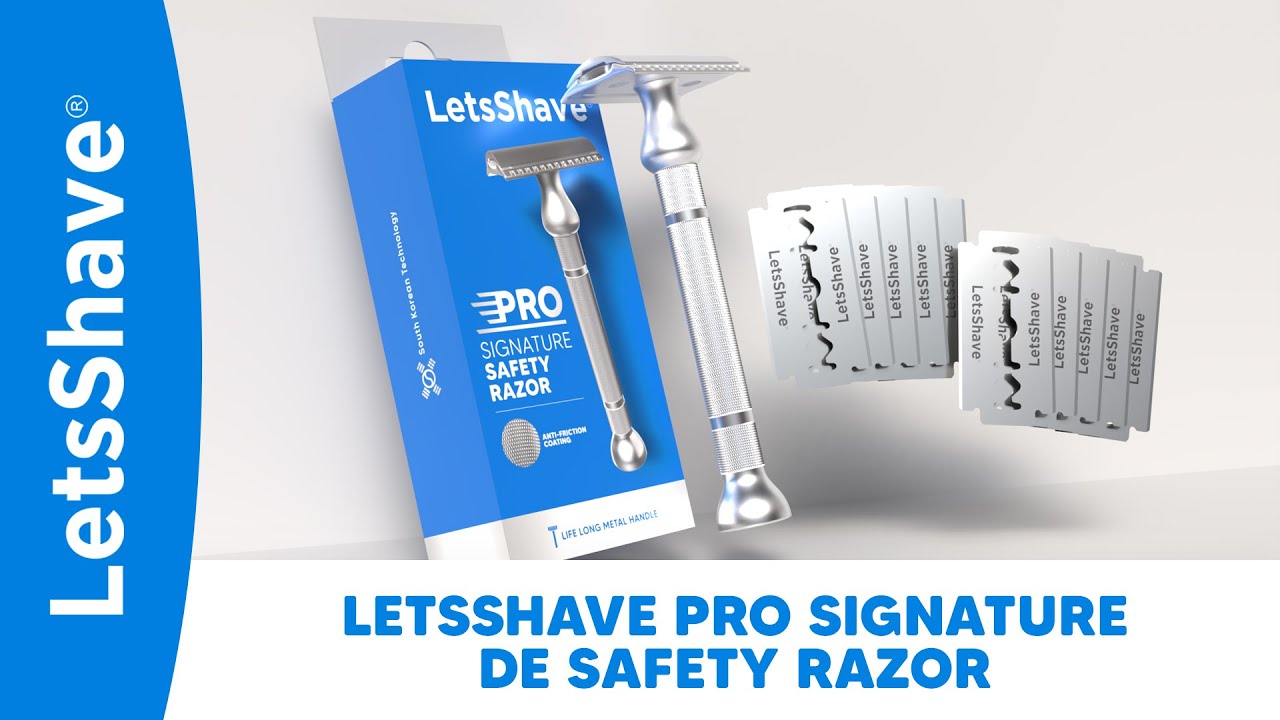 LetsShave Pro Signature Double Edge Safety Razor | Premium Metal Handle with Stainless Steel Blades