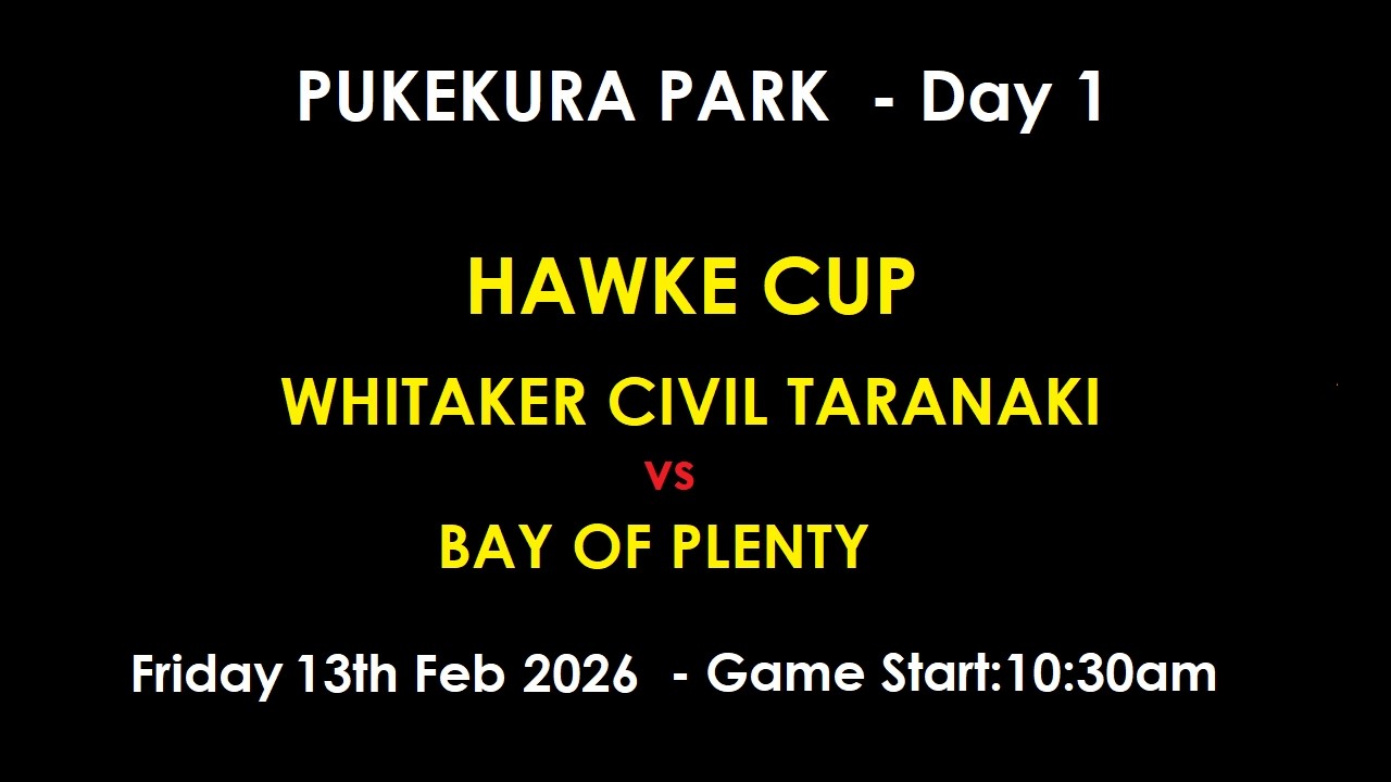 Pukekura Park -  Hawke Cup - Whitaker Civil Taranaki vs Hawke's Bay - DAY 2 - 31st JAN 2026