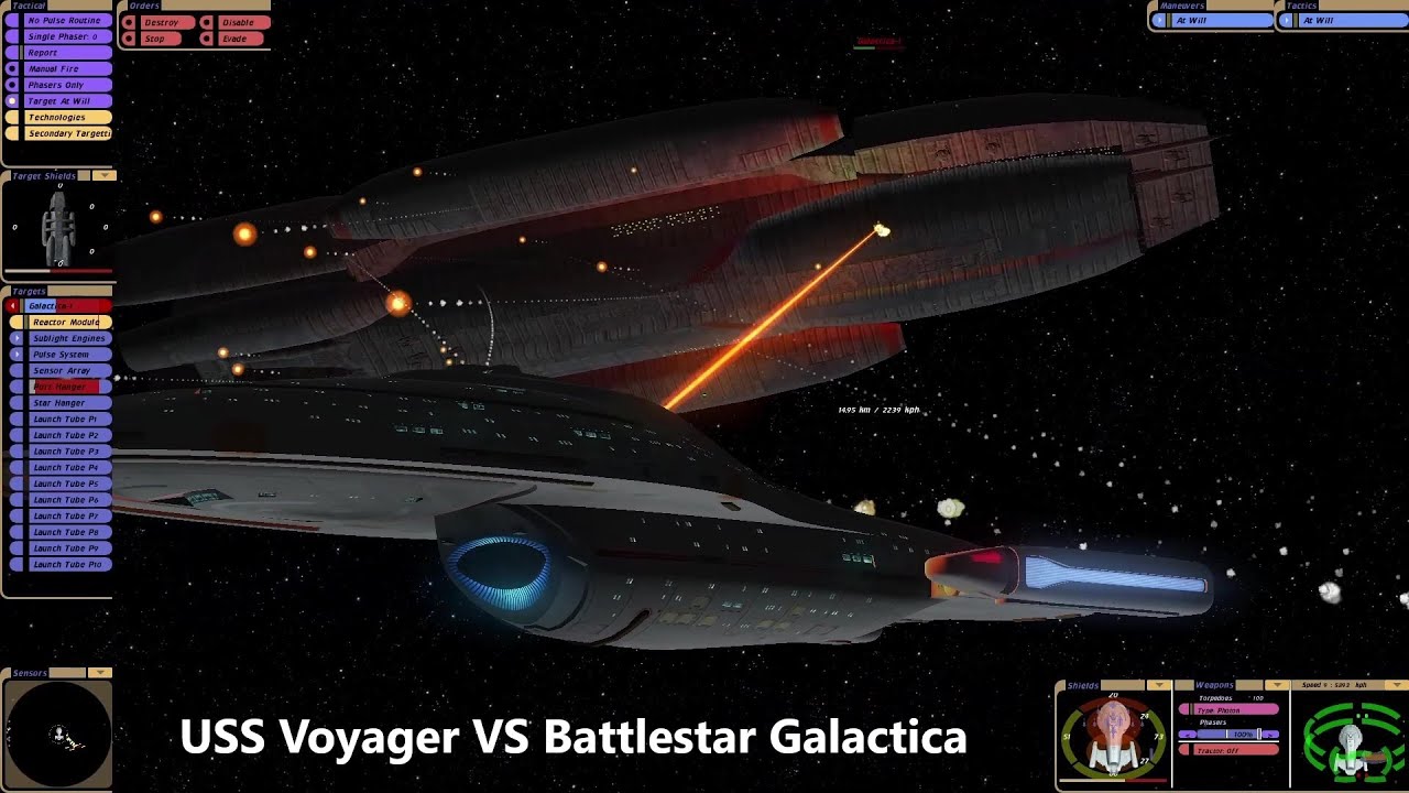 USS Voyager VS Battlestar Galactica | Viewer Request | Star Trek Bridge Commander Battle