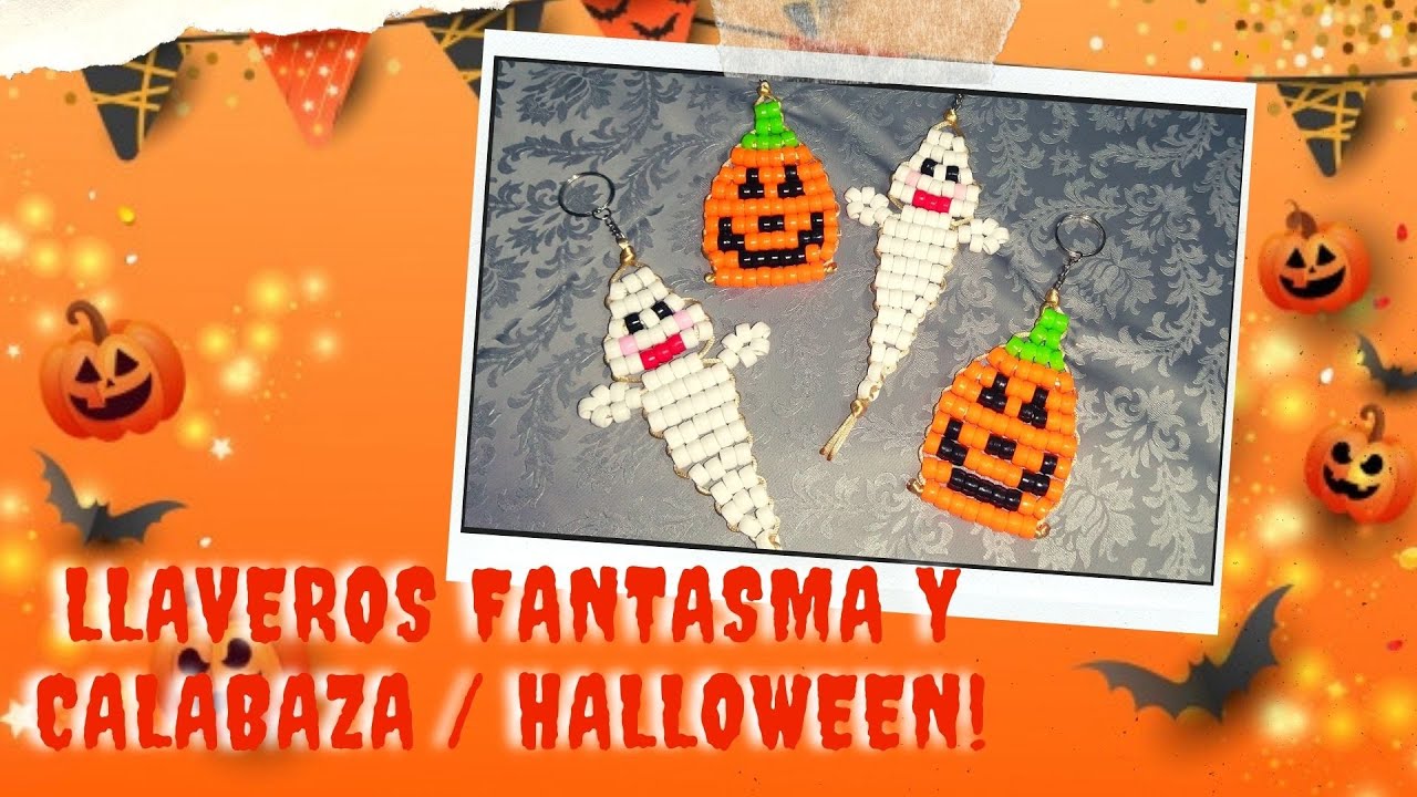 Paso a paso llaveros de Calabaza y Fantasma con chaquiras / Halloween!♥