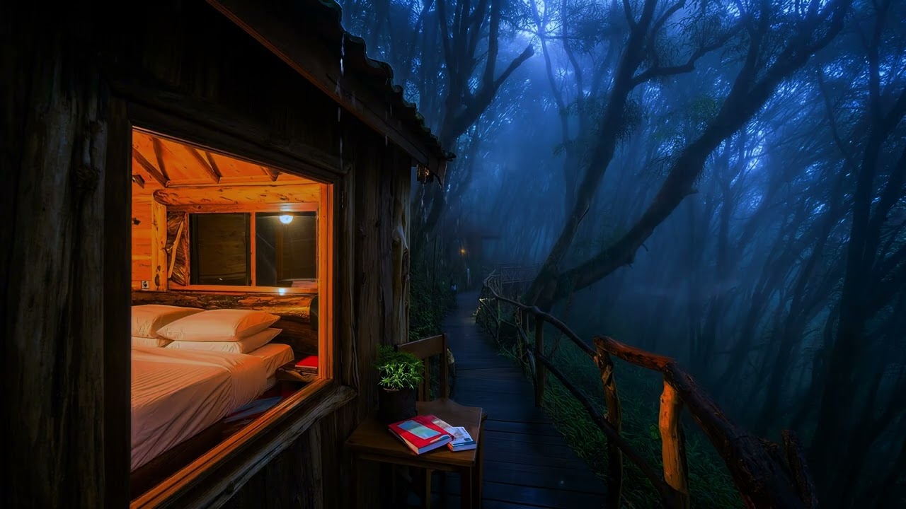 Rain Sound For Sleeeping - Cozy Cabin Rain Sounds at Night | ASMR Sleep Fast
