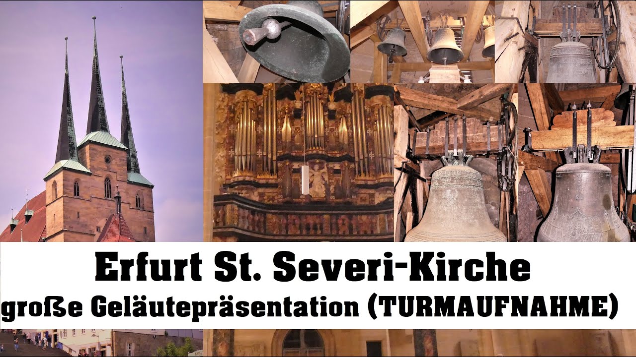Erfurt, St. Severi, große Geläutepräsentation (Turmaufnahme)