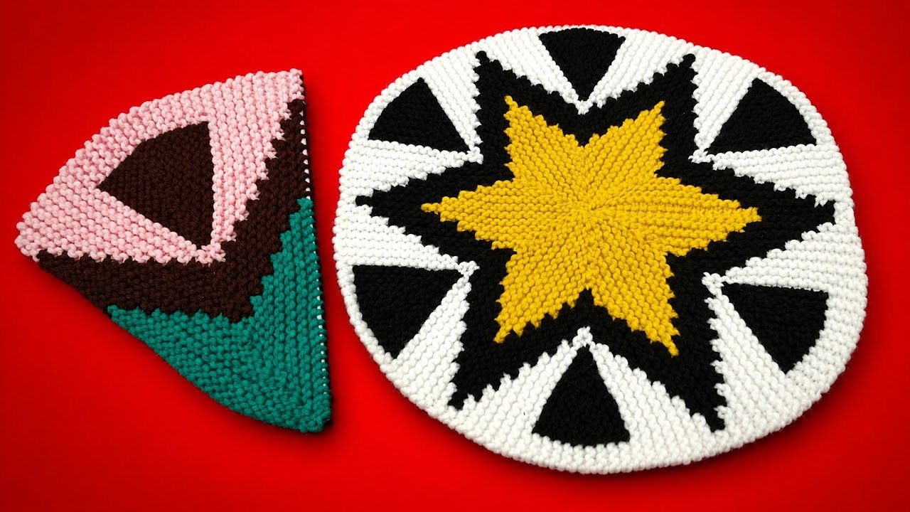 सुंदर Star Pattern Doormat/Paydan बनाना सीखें (सलाई से) Doormat #59