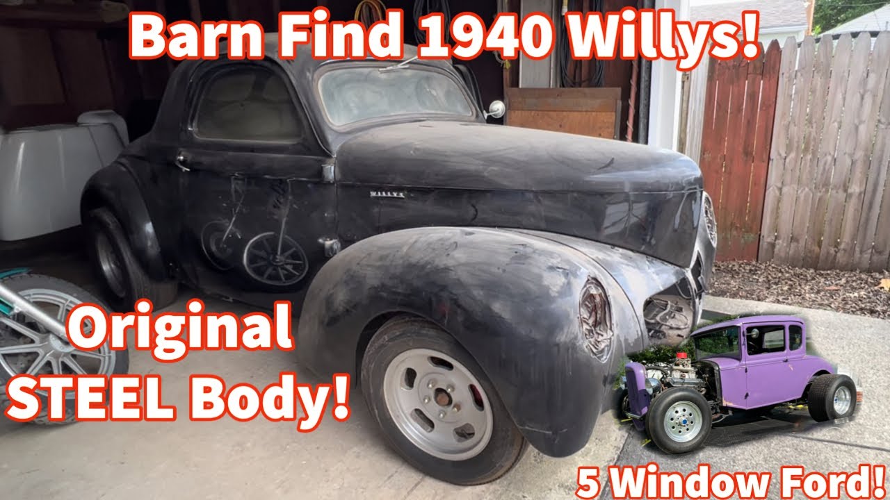 BARN FIND!! 1940 Willys Coupe & 1931 Ford 5 Window Coupe. Both Original STEEL Bodies!!!