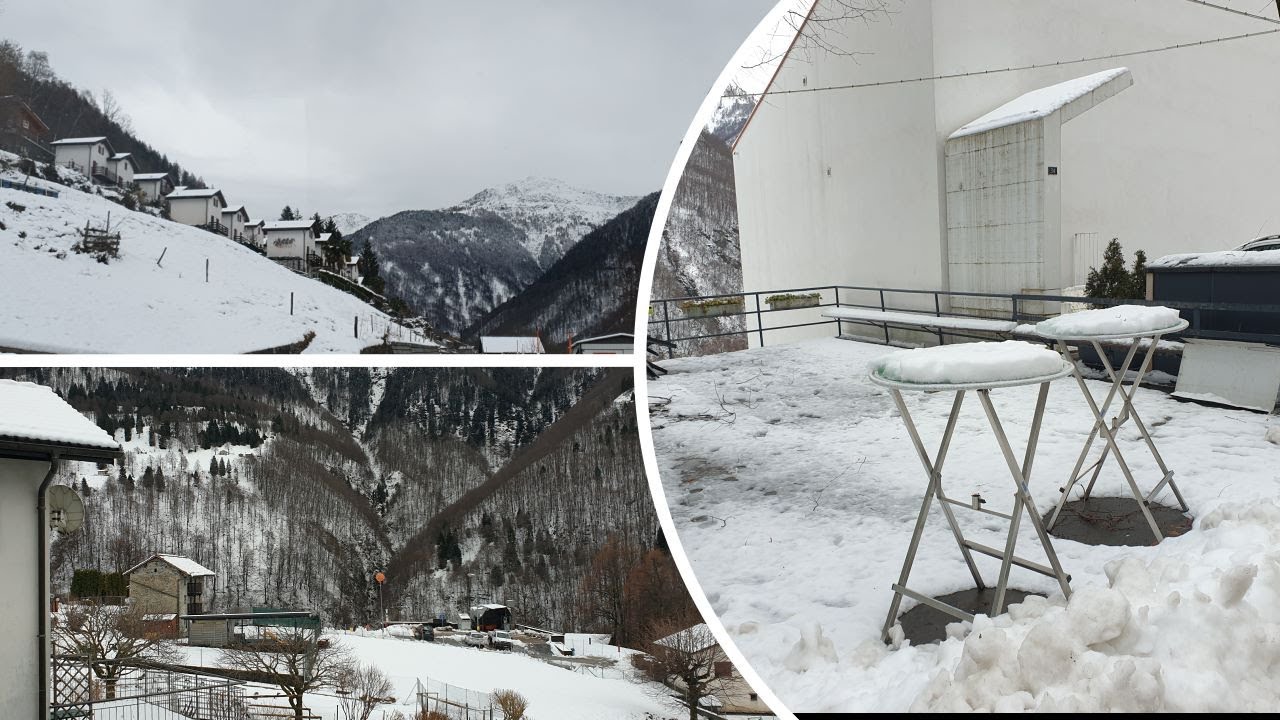 Snowfall in Switzerland / Giubiasco, Bellinzona Switzerland