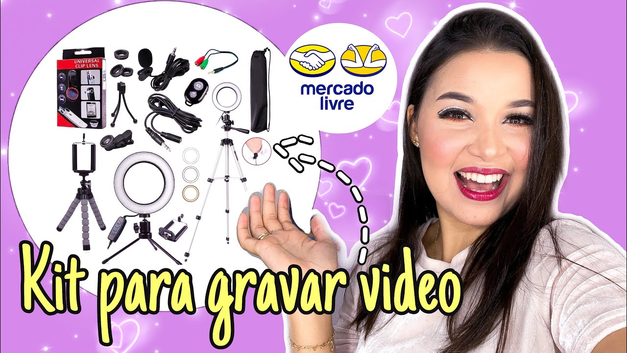 Unboxing Kit de YouTube com Ringue Light | Tripé | Microfone| Lente e Controle para tirar foto