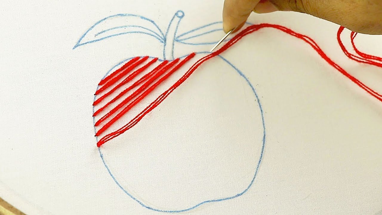 How to embroider apple | Fruit Embroidery Design | Net Stitch Embroidery | Hand Embroidery Tutorial