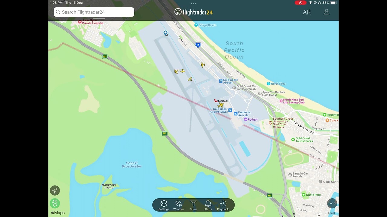Gold Coast YBCG 12.15.2022 Live ATC with FR24