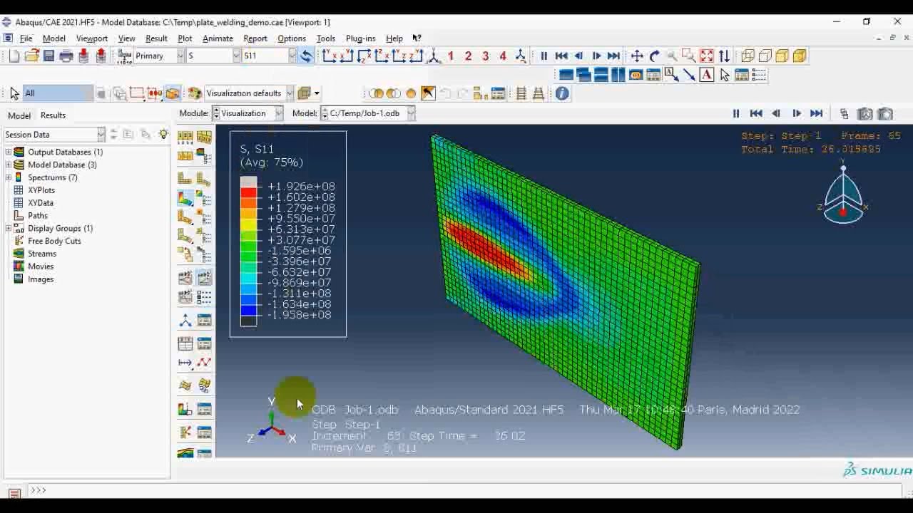 Welding simulation using the Goldak's double-ellipsoid heat source in Abaqus ** Files included! **