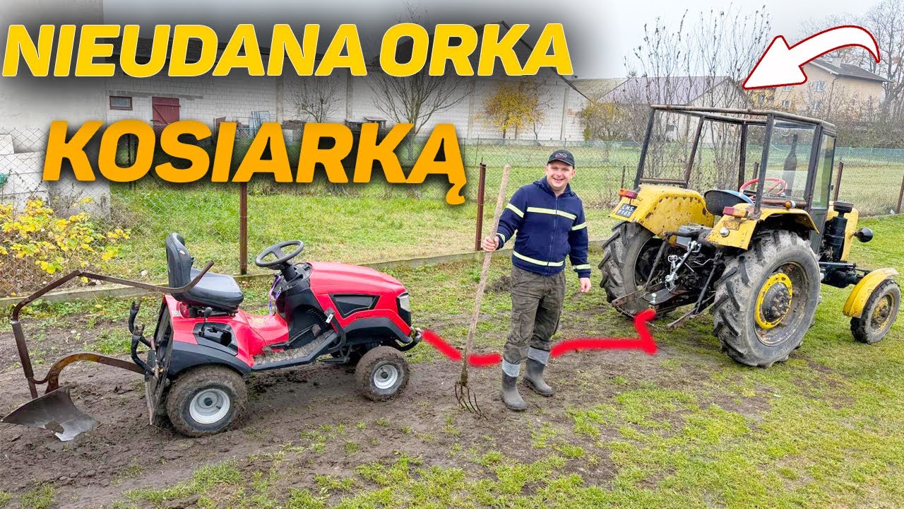 NIEUDANA ORKA OGRÓDKA TRAKTORKIEM KOSIARKĄ | AKCJA NA DWA TRAKTORY