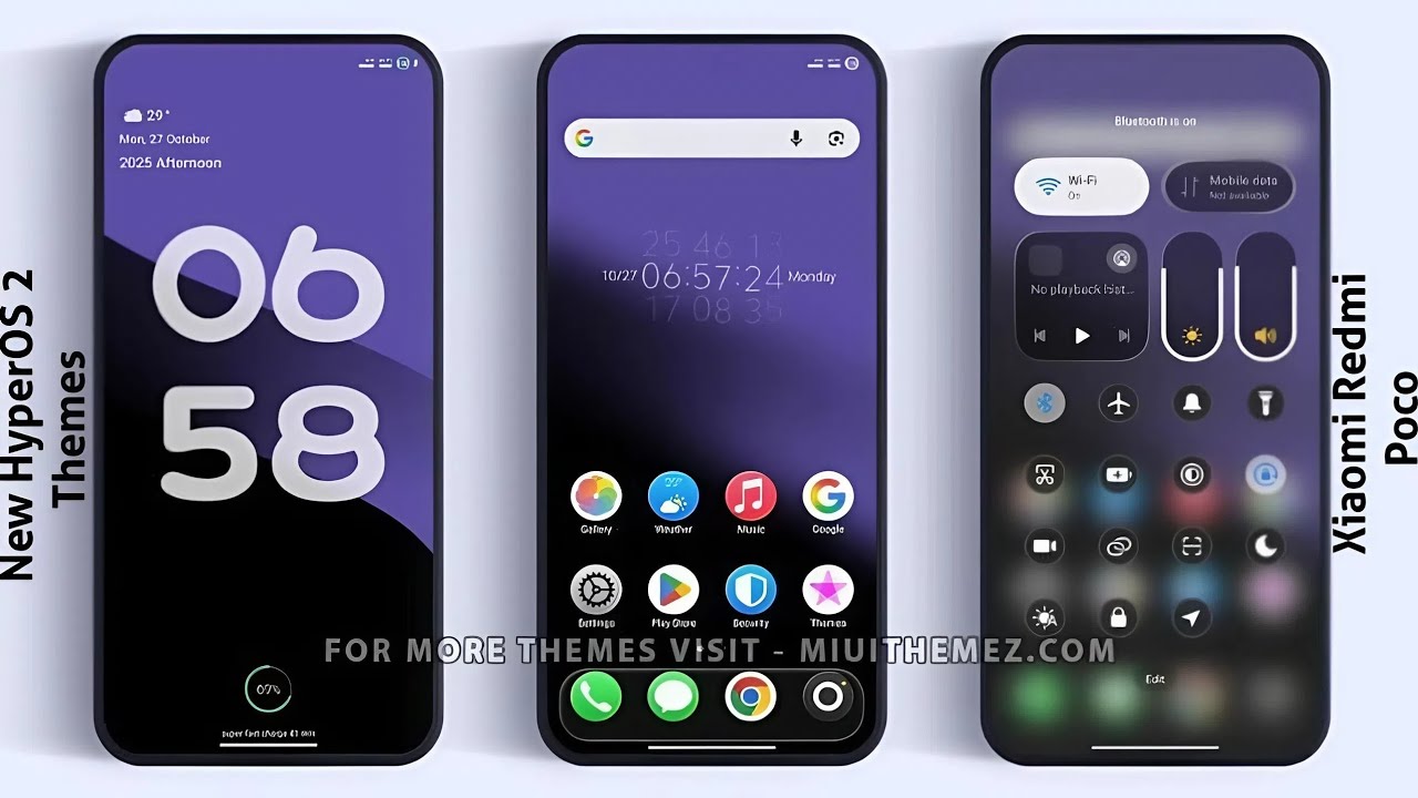 3 новые темы для центра управления HyperOS 2 для Xiaomi, Redmi, Poco | 3 лучшие темы для HyperOS 2