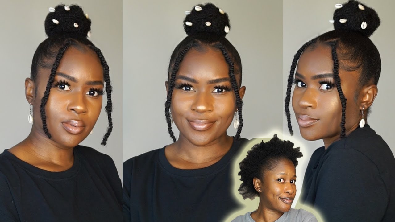 FAST & EASY High Bun & Twist Bangs With Shells on Short 4C Natural Hair!!!|Mona B.