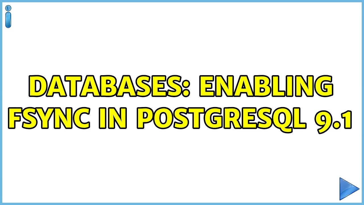 Databases: enabling fsync in postgresql 9.1