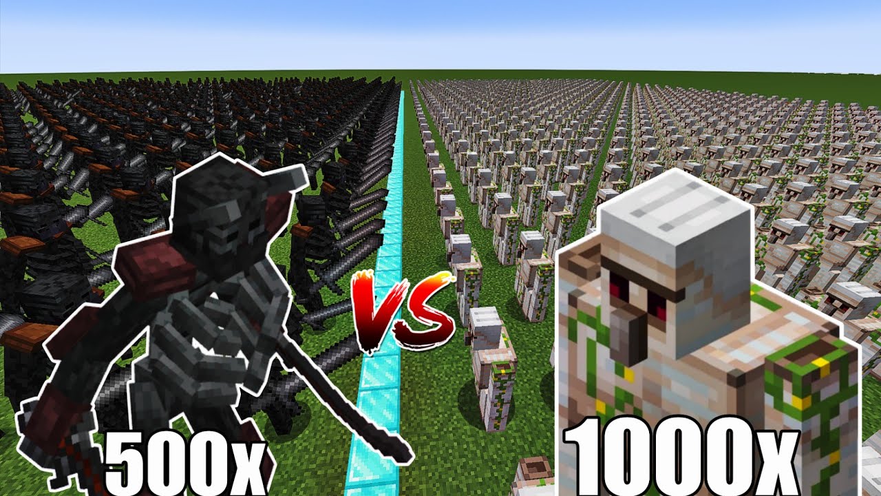 Who will win?? 1000x iron golems Vs 500x wither skeletons