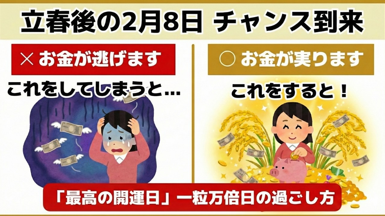 【開運】2月8日に絶対やって！あなたの金運を劇的に変える一粒万倍日の過ごし方