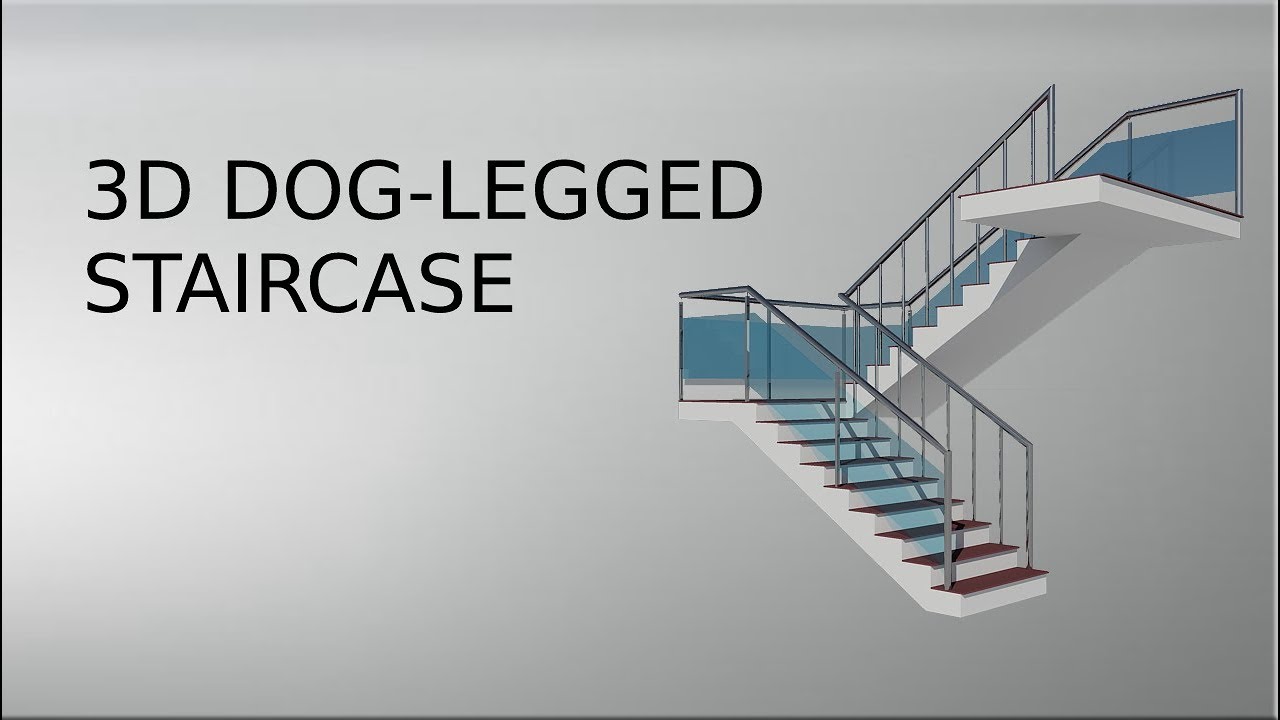 3d dog legged staircase in autocad