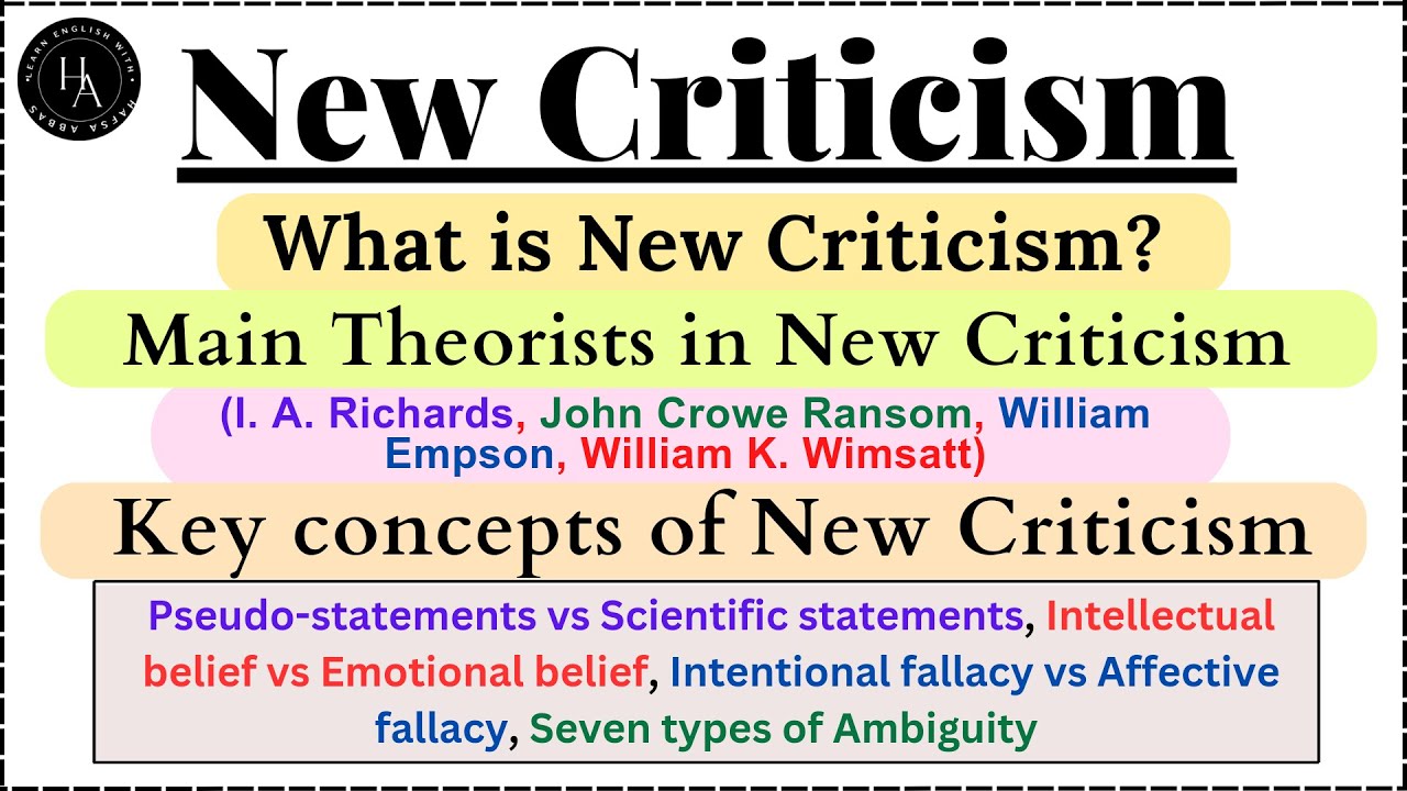 [Sub]New Criticism-What is New Criticism|Literary Theory|Detailed Explanation in Hindi/Urdu