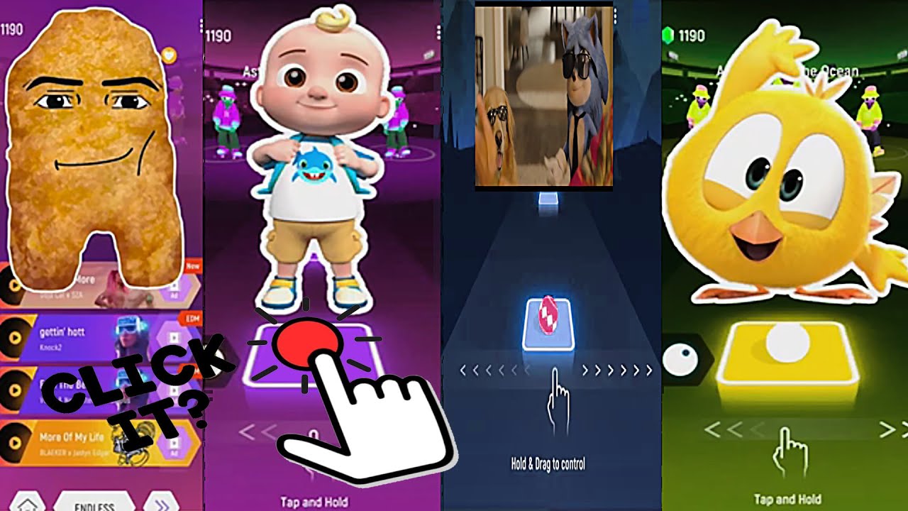 Gegagedigedagedaga 🆚 Cocomelon 🆚 Sonic 🆚 Wheres Chicky🎶 Tiles Hop Edm Rush!
