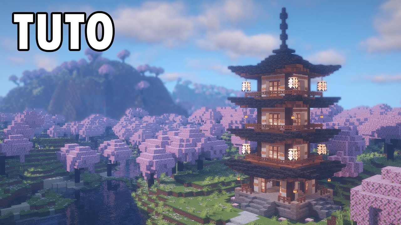 Minecraft 1.20 | Comment Construire un Grand Temple Japonais Réaliste | Tutoriel Pagode