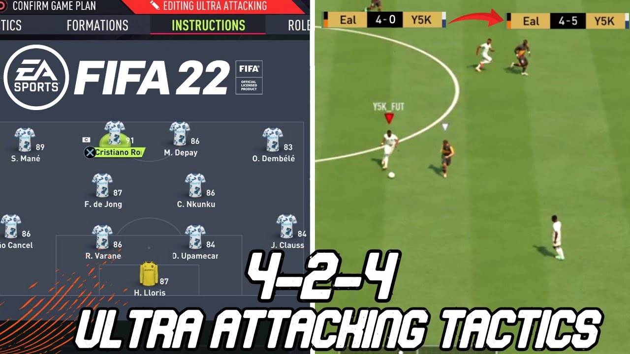 FIFA 22 BEST ULTRA ATTACKING CUSTOM TACTICS! 424 META FORMATION Instructions & Custom Tactics