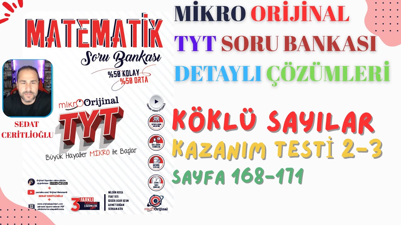 2026 MİKRO ORİJİNAL TYT SORU BANKASI ÇÖZÜMLERİ SYF168-171 #orijinalmatematik #mikroorijinal #yks2026