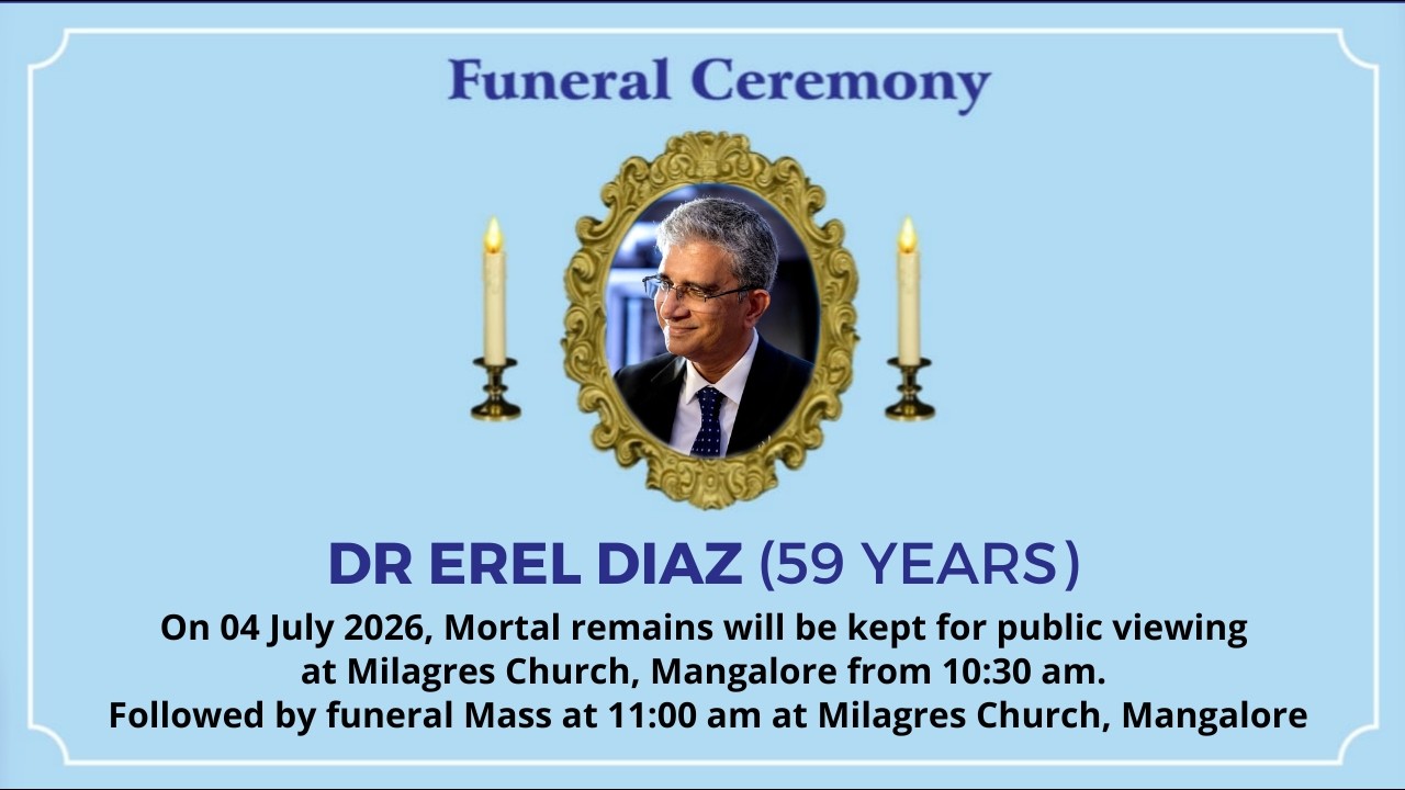 Funeral Ceremony Of Dr EREL DIAZ (59 years) Milagres Church, Mangalore