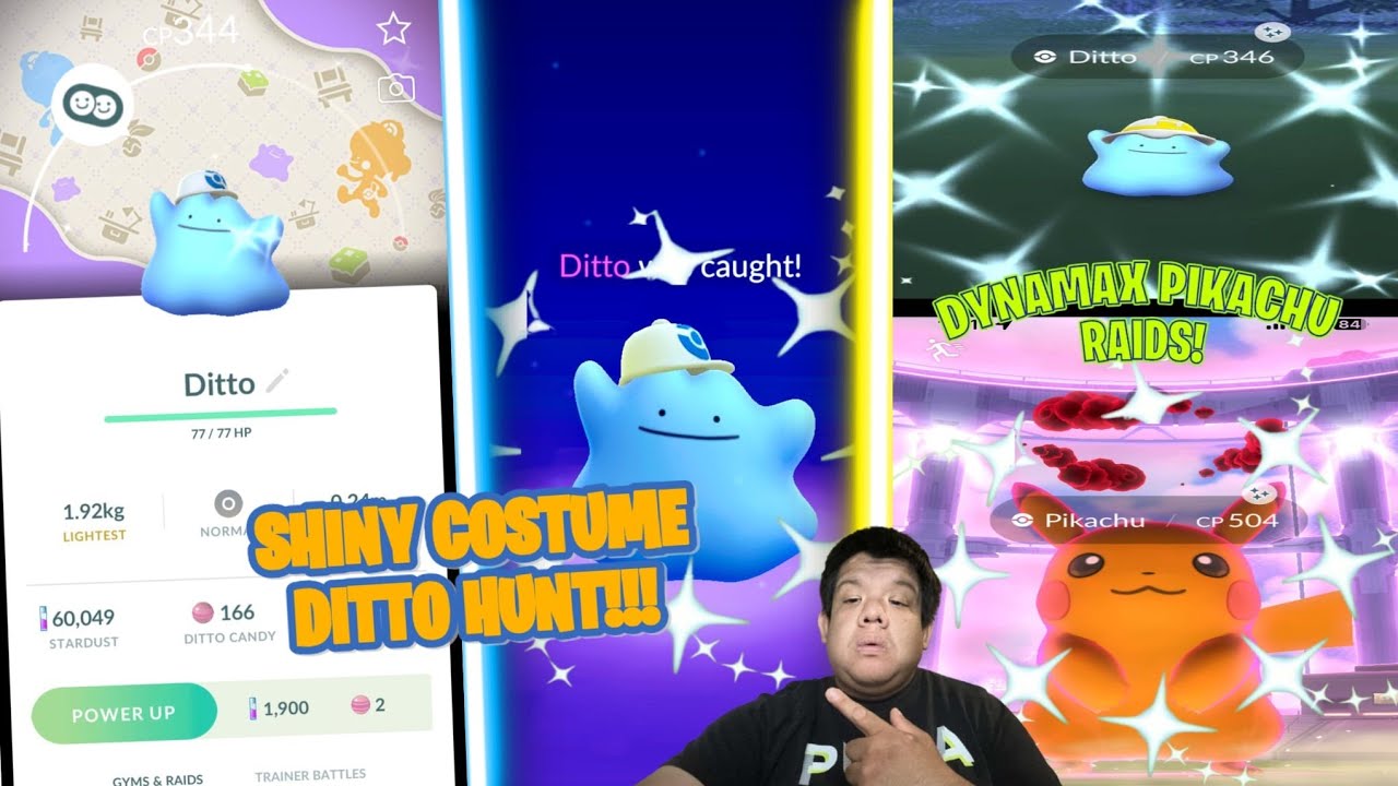 ✨SHINY HUNTING COSTUME BACKGROUND DITTO IN POKEMON GO! Shiny Dynamax Pikachu Raids! #pokemongo
