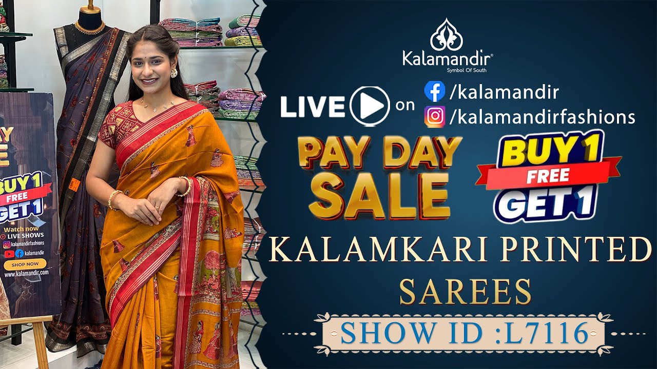 Exclusive Kalamkari Printed Sarees - Buy 1 Get 1 | WhatsApp Number 9852 9852 99 | Kalamandir Sarees