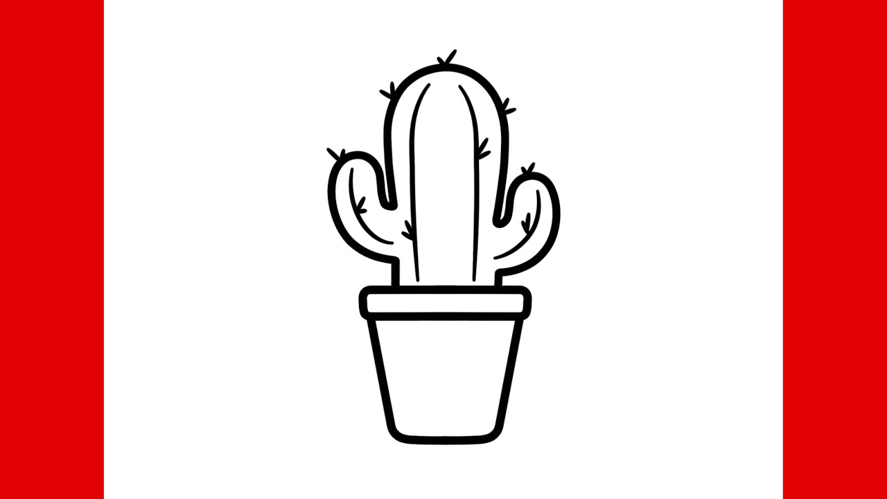 How to draw a CACTUS easy | Drawing cactus in a pot step by step