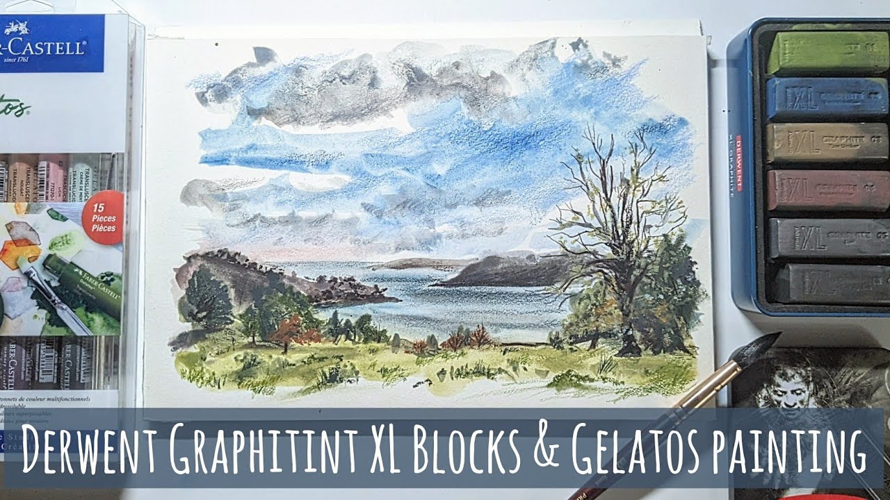 Using Derwent Graphitint/Tinted Graphite XL Blocks, Pencils & Faber Castell Gelatos in a Painting