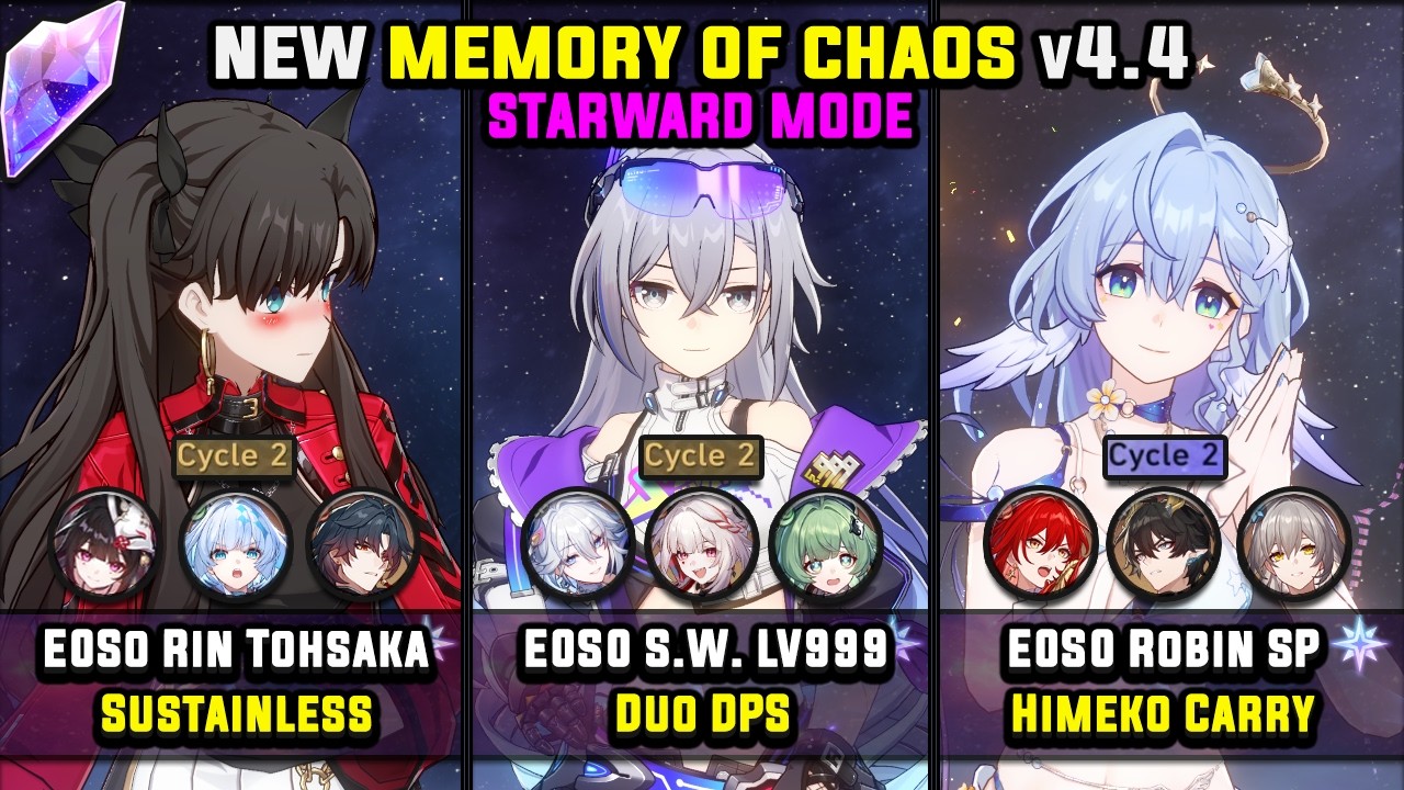 E0 Rin Tohsaka & E0 SW999 & E0 Robin Summeretto (4 Star) Memory Of Chaos - Starward Mode 4.5