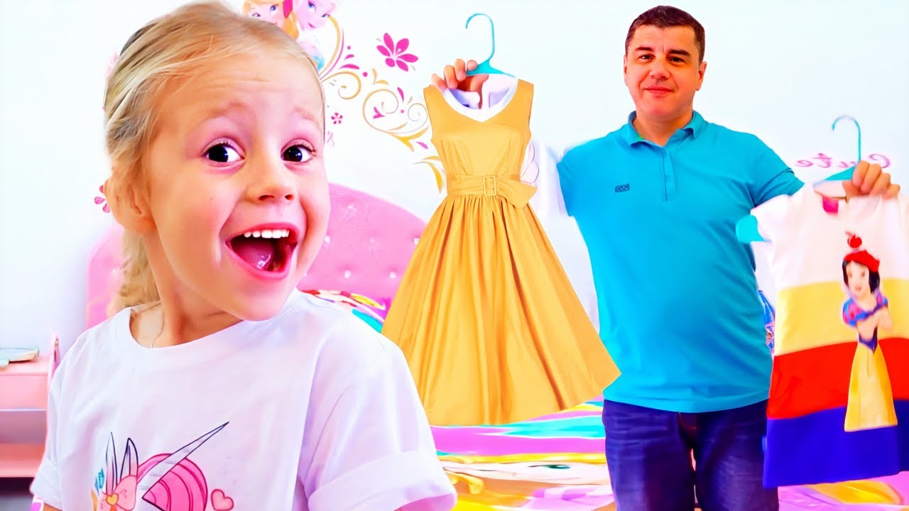 Nastya giysi, takı ve kozmetik i&ccedil;in babası sorar