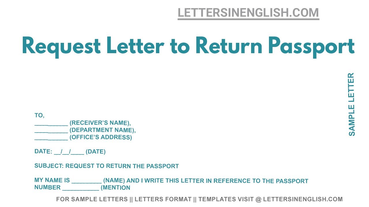 Request Letter To Return Passport - Sample Letter to Request for Returning the Passport