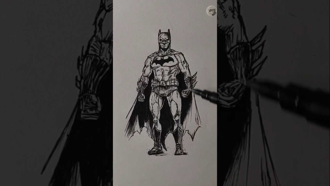 Drawing stickman to Batman🔥 #ytshorts #drawing #speedart #batman #art #pendrawing #howtodraw #draw