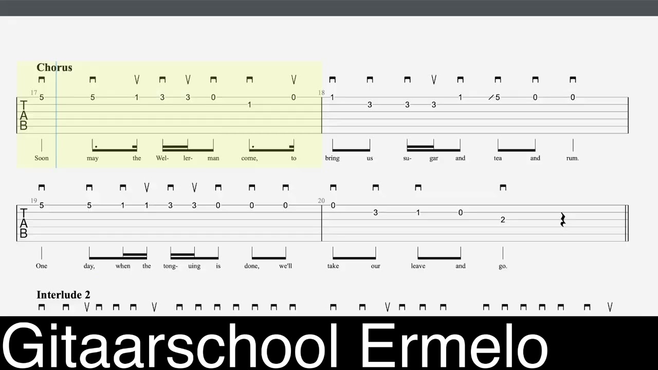 Wellerman Guitar Tab - Sea Shanty Tabs - No Capo - Meespeelvideo - Am - Gitaartab - 110bpm - 2x
