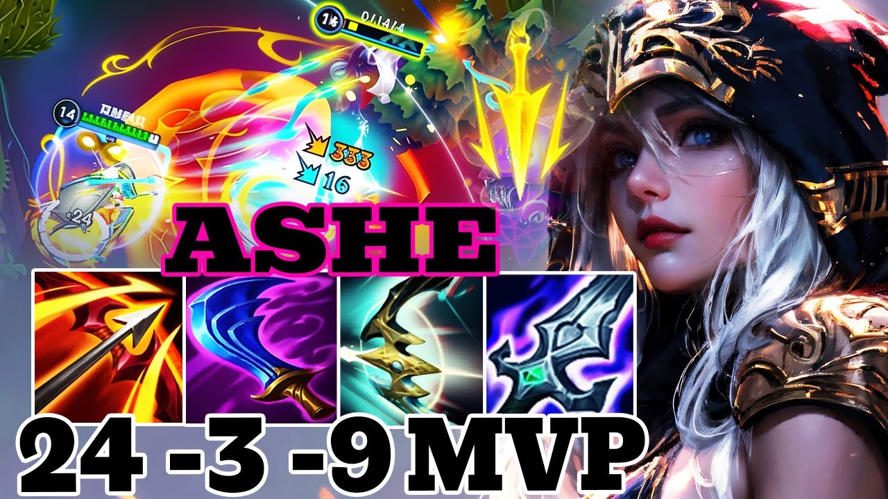 WILD RIFT ASHE ADC GAMEPLAY | 24 -3 -9 MVP | ASHE BUILD RUNES