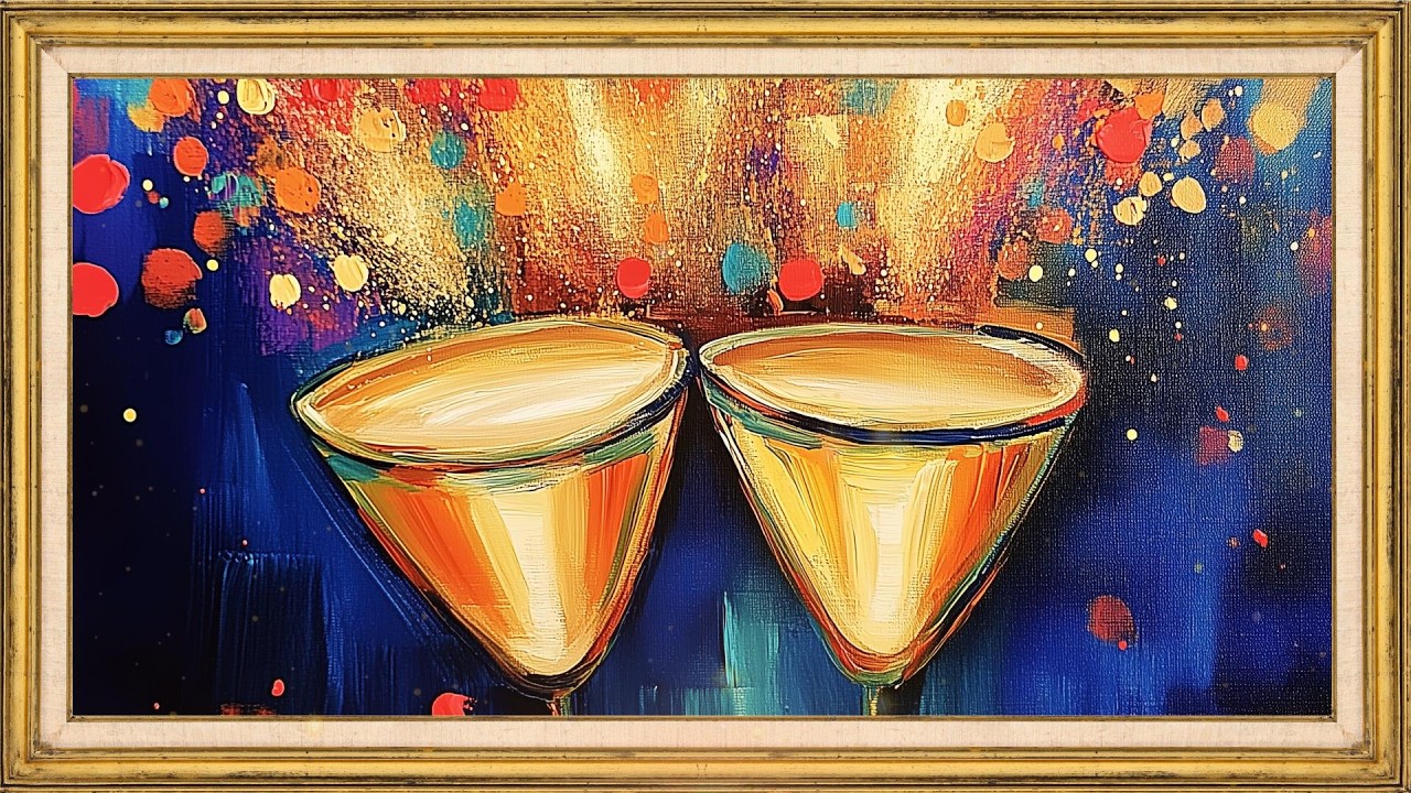 Modern Pop Art Screensaver – Two Golden Cocktails | 2 Hour Ambient Visual