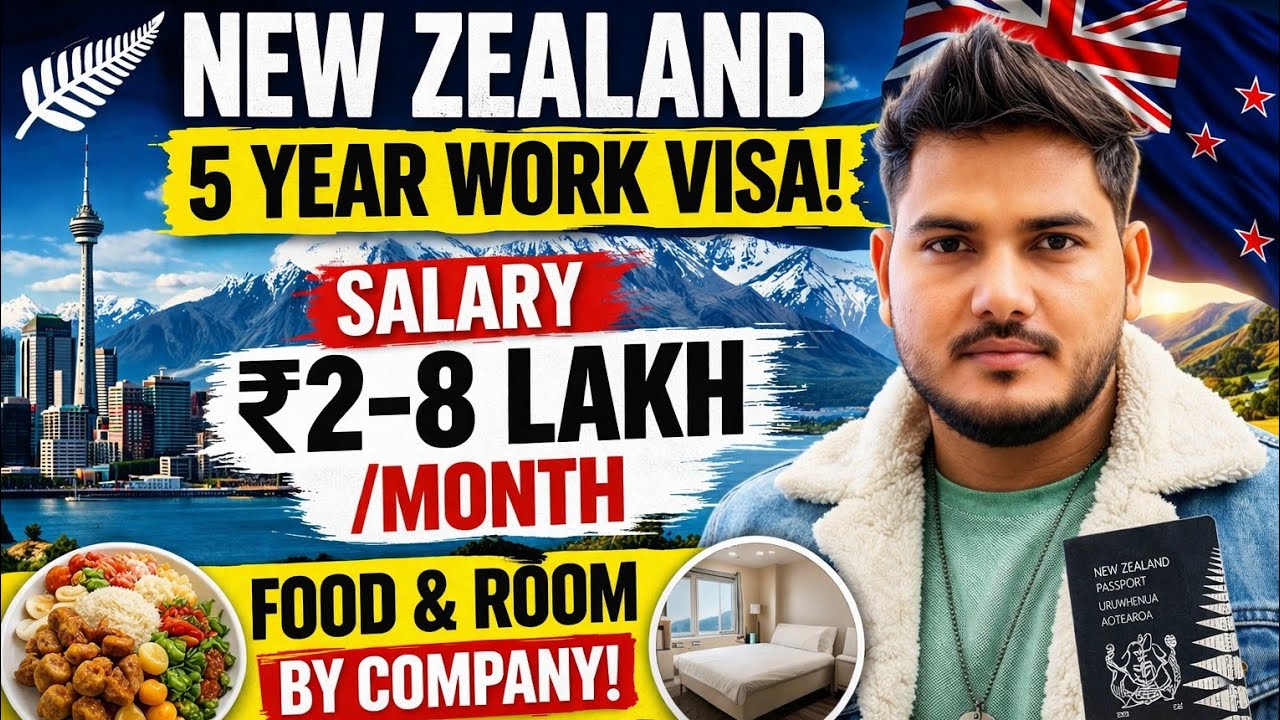 🔥 New Zealand 🇳🇿 Work Visa 2026 | 5 Year Visa | Salary ₹2-8 Lakh/month | Full Process 