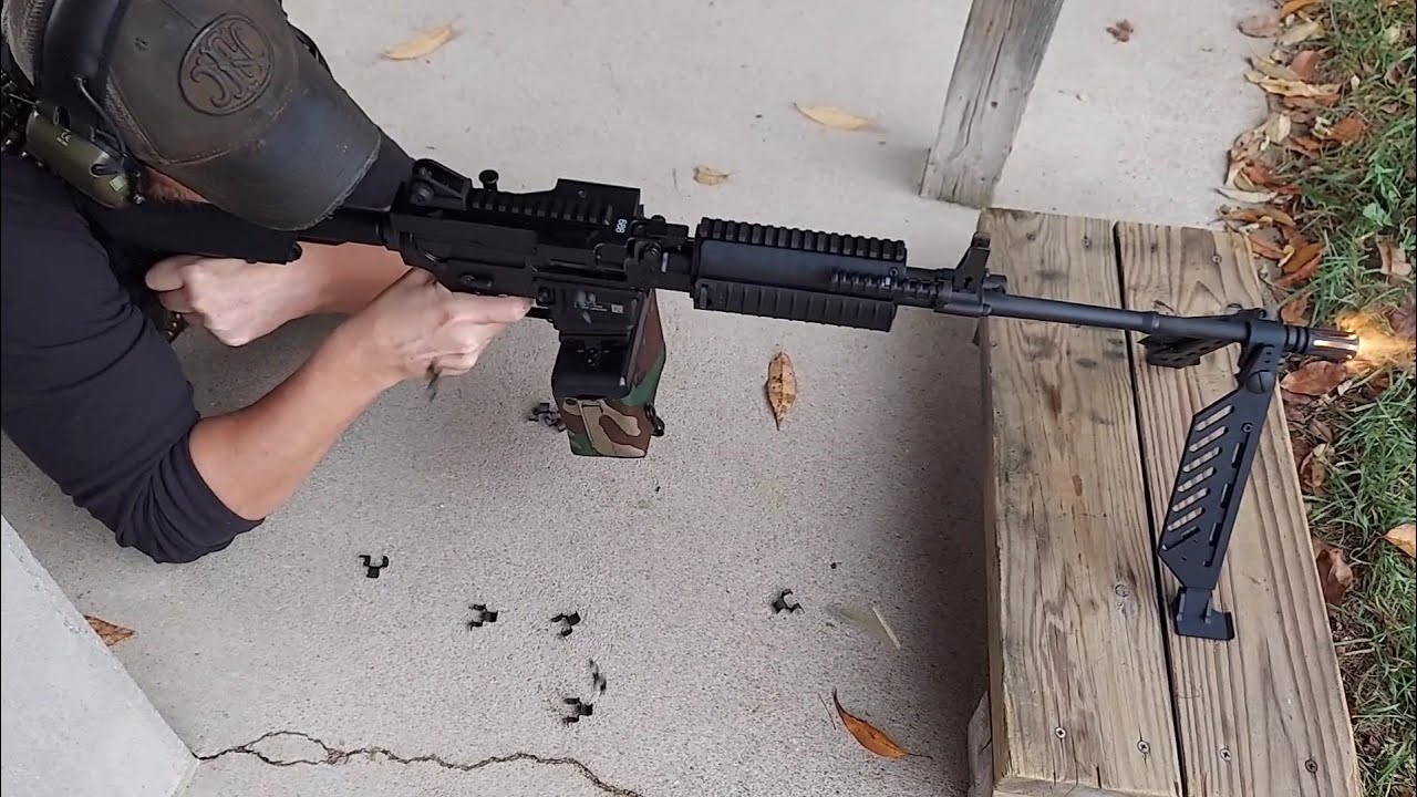 Neat Beltfed 556 AR15 fired from the Bipod while laying prone.
