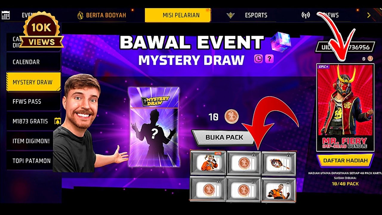 Ff Indonesia 🇮🇩 server New mystery draw event complete kaise kare, Next Evo gun in free fire max