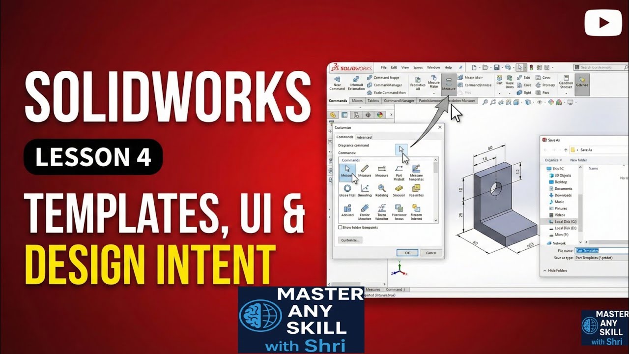 Урок 4 по SolidWorks | Замысел проекта, сохранение шаблонов и настройка инструментов пользователь...