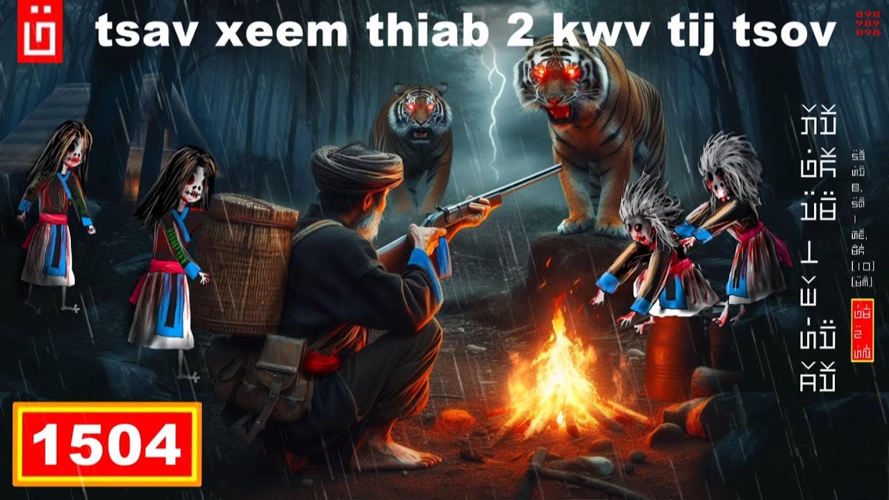 dab hais hmoob - 1504 - tsav xeem thiab 2 kwv tij tsov nrog poj ntxoog, คนกับเสือและผี, People,tiger