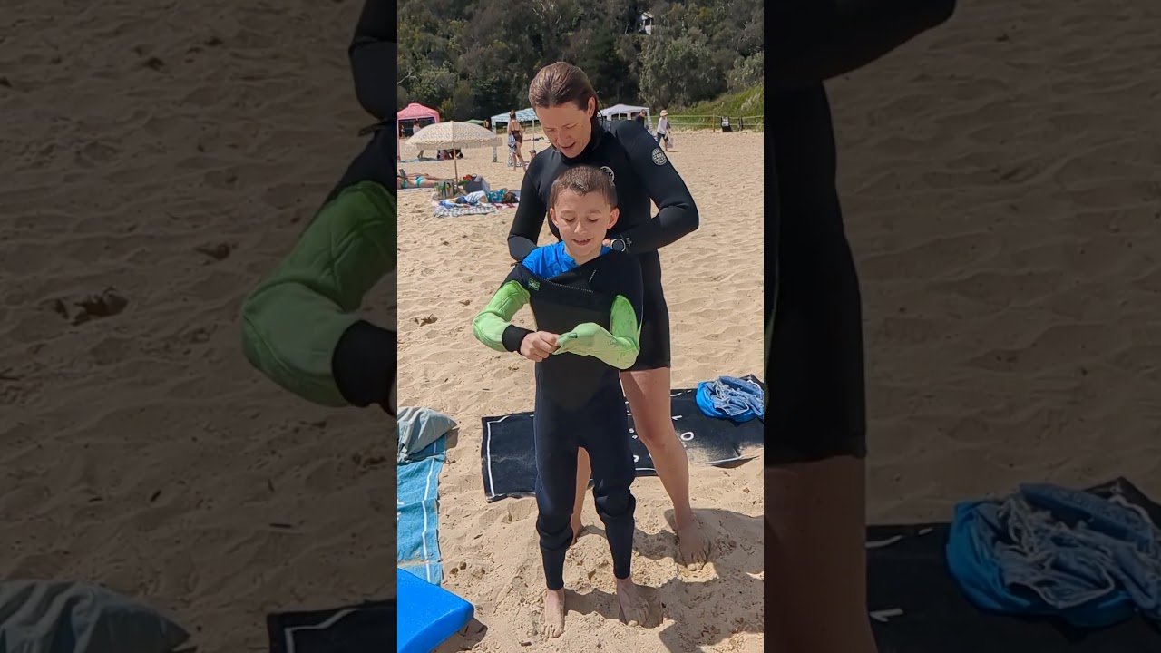 Putting on the wetsuit