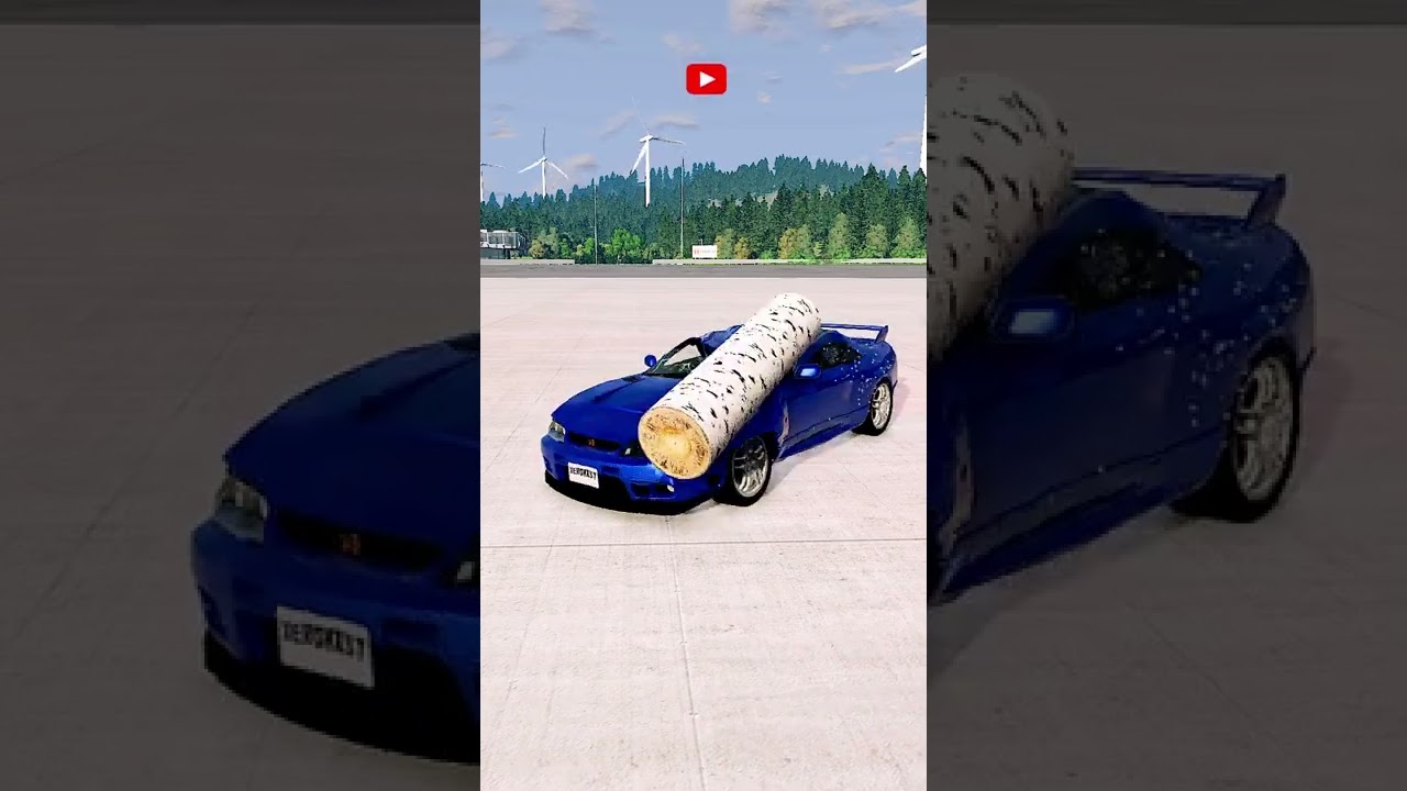 Cars vs Falling log #4 - #shorts - BeamNG.Drive