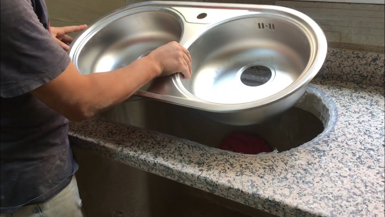 كيفية تخريم الرخام للتركيب و تثبيت حوض المطبخ الدائري how to cut an undermount sink on granite