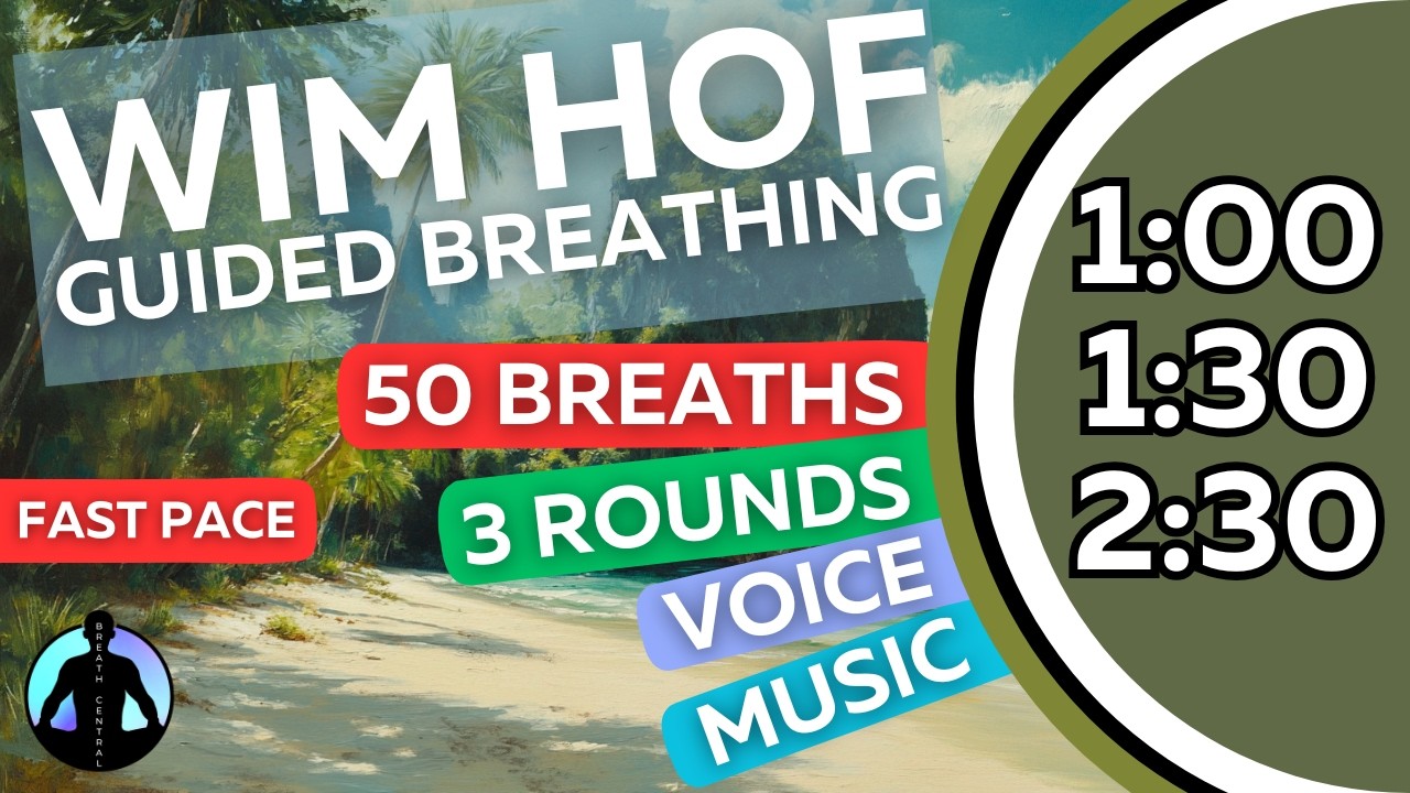 WIM HOF Guided Breathing | 50 Breaths 3 Rounds Fast Pace | Up to 2:30min