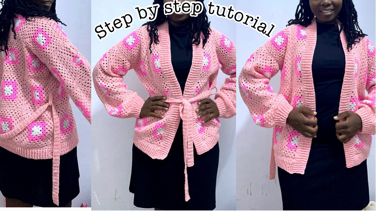 Beginner friendly Crochet granny square cardigan tutorial #crochet #grannysquare #diycrafts #craft.
